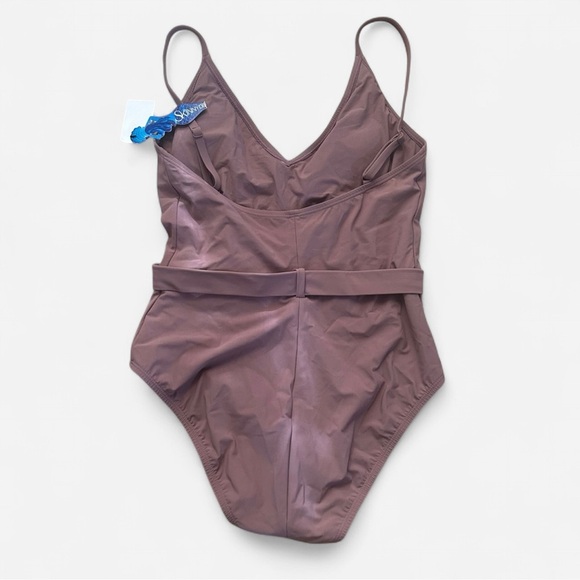 SKINNY DIPPERS by Miraclesuit nude belted medallion one piece simba swimsuit L - Picture 6 of 8